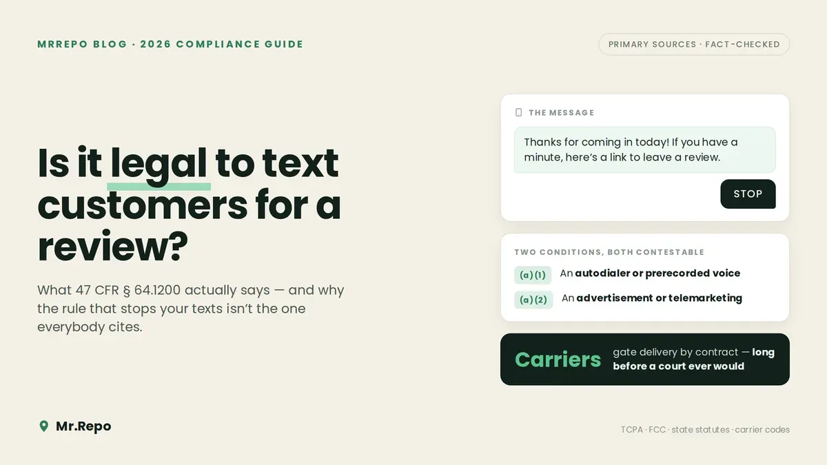 Is It Legal to Text Customers for a Review? | MrRepo